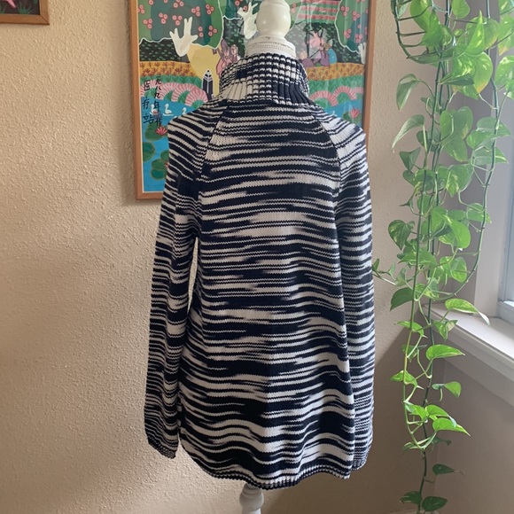 LUCKY BRAND BLUE WHITE STRIPE COWL NECK TUNIC SWEATER WOMENS S - Picture 3 of 7